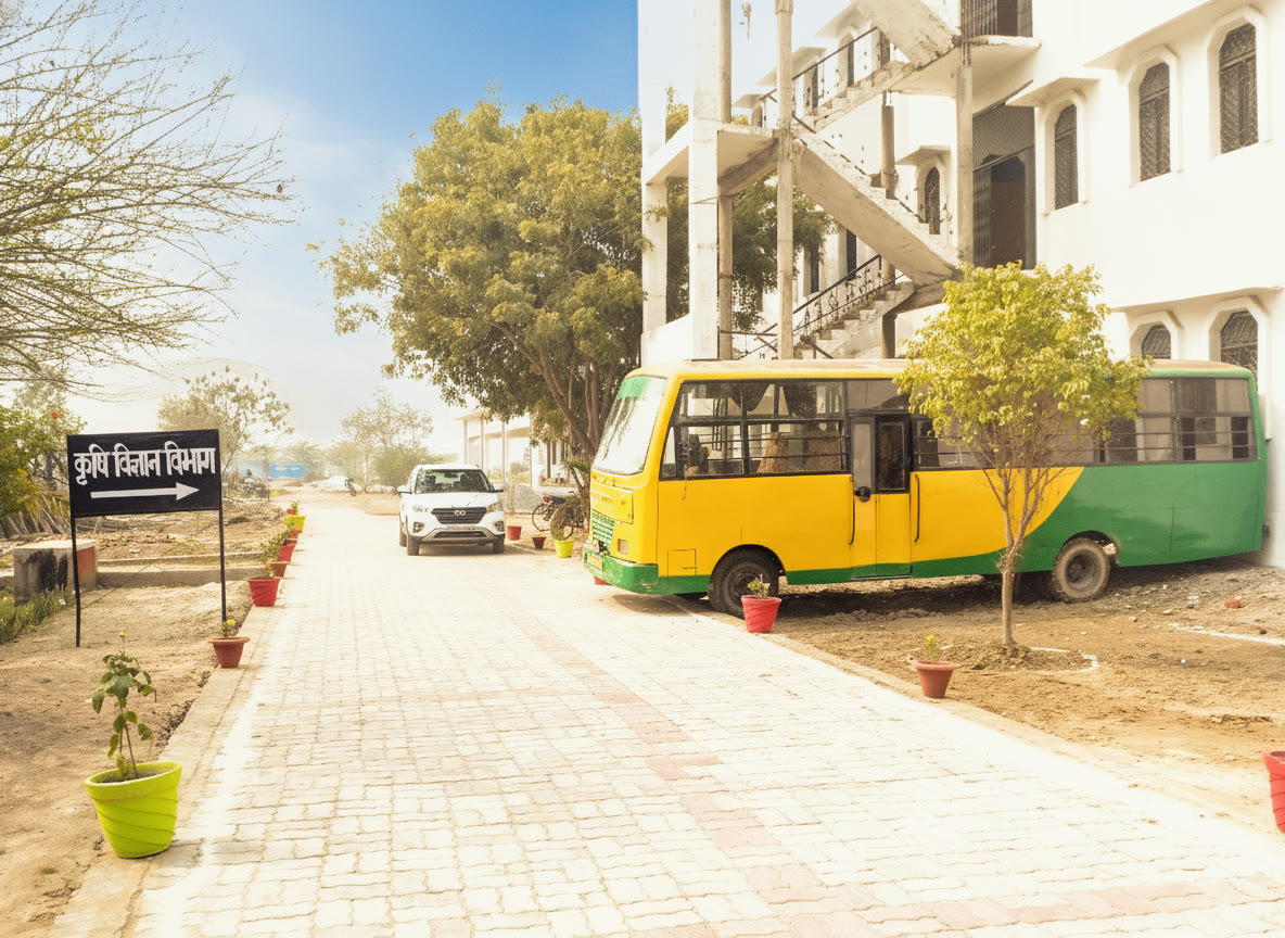 College bus and Agriculture Science department