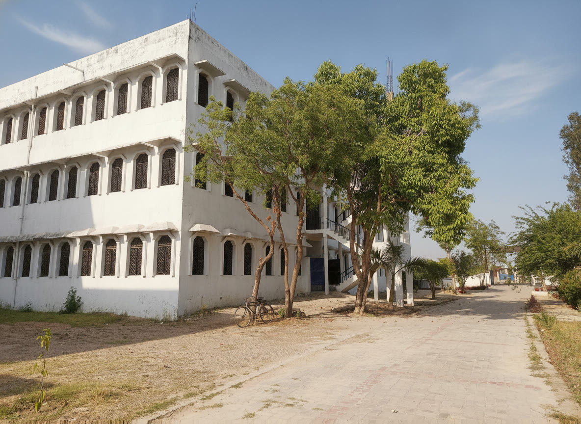 Academic building with tree-lined approach